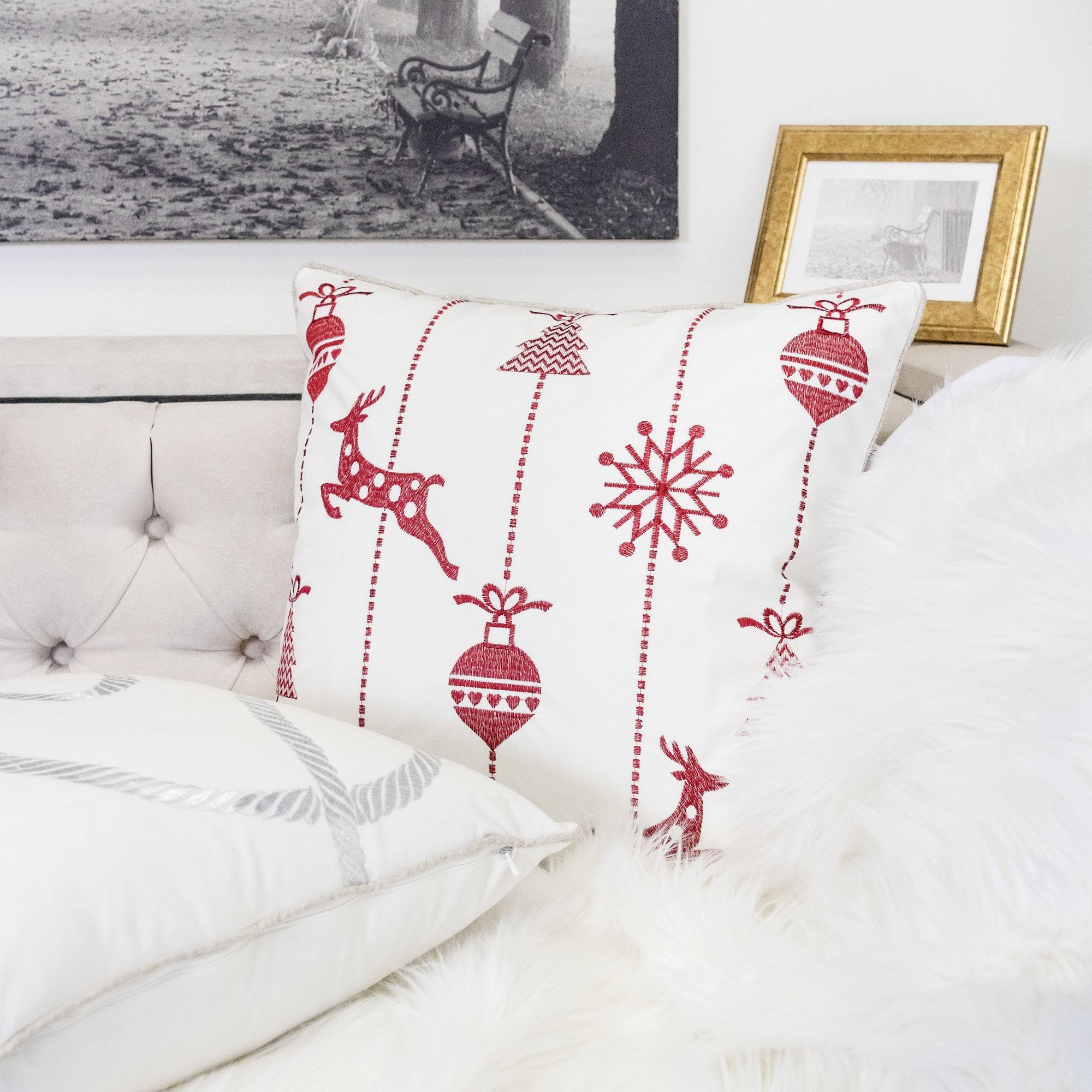 White Christmas Throw Pillow 20x20