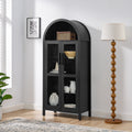 High Arched Storage Cabinet with Lamp - Black