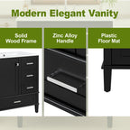 30" Bathroom Vanity, Modern Bathroom Cabinet with Sink Combo Set