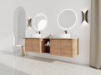 72'' Wall-Mounted Bathroom Vanity With Ceramic Art Sink