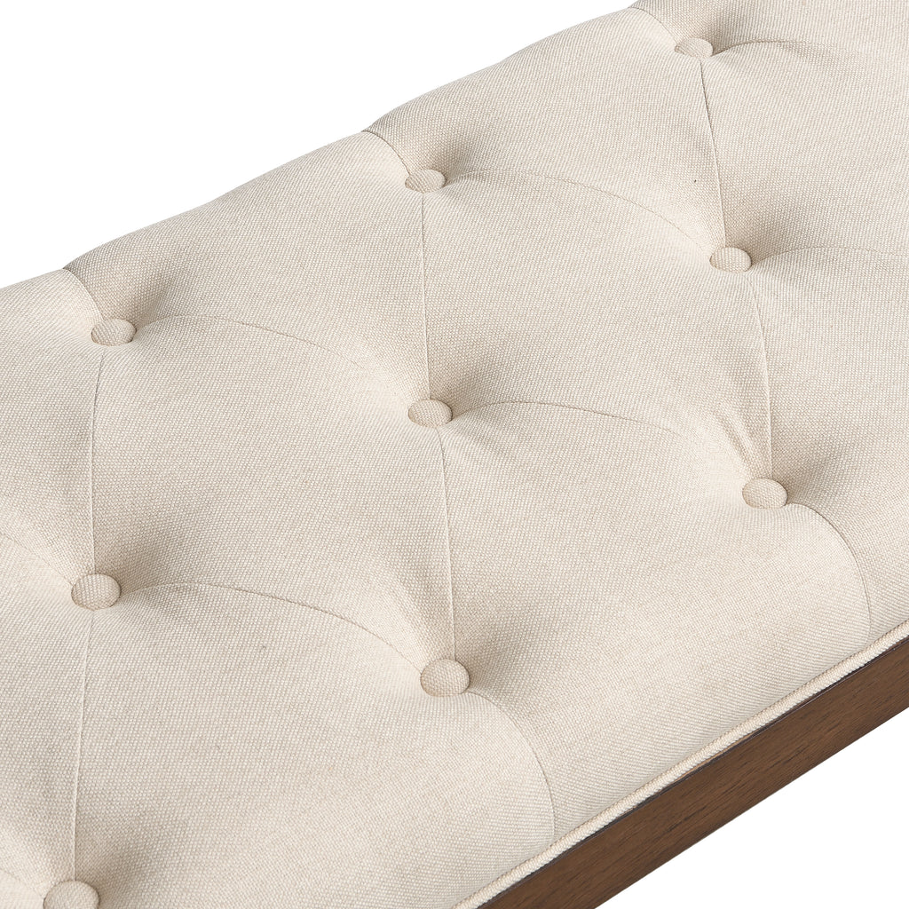 Classic Tufted Upholstered Bench with Curved Arms