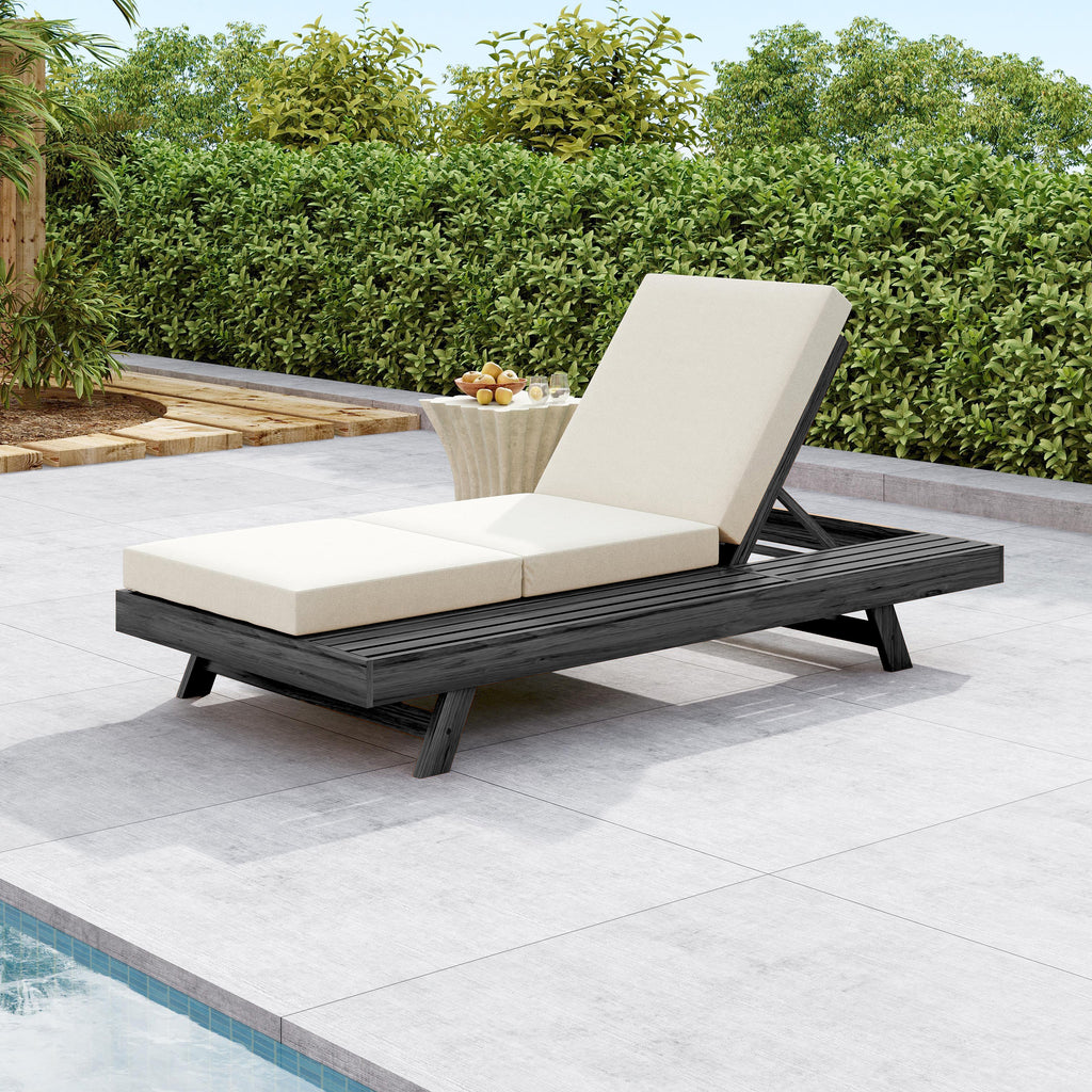 Lounge Chaise Set in Acacia Solid Wood