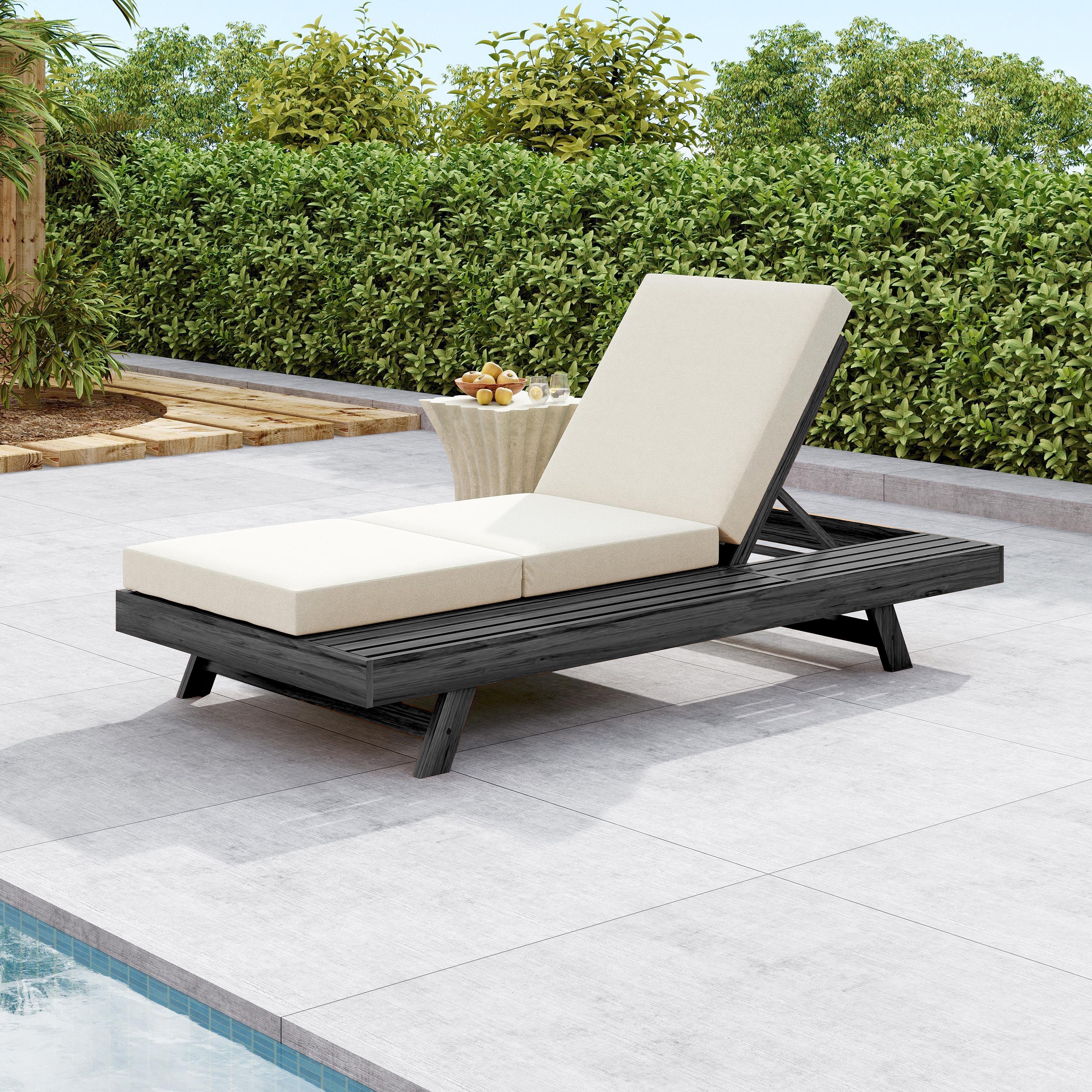 Lounge Chaise Set in Acacia Solid Wood