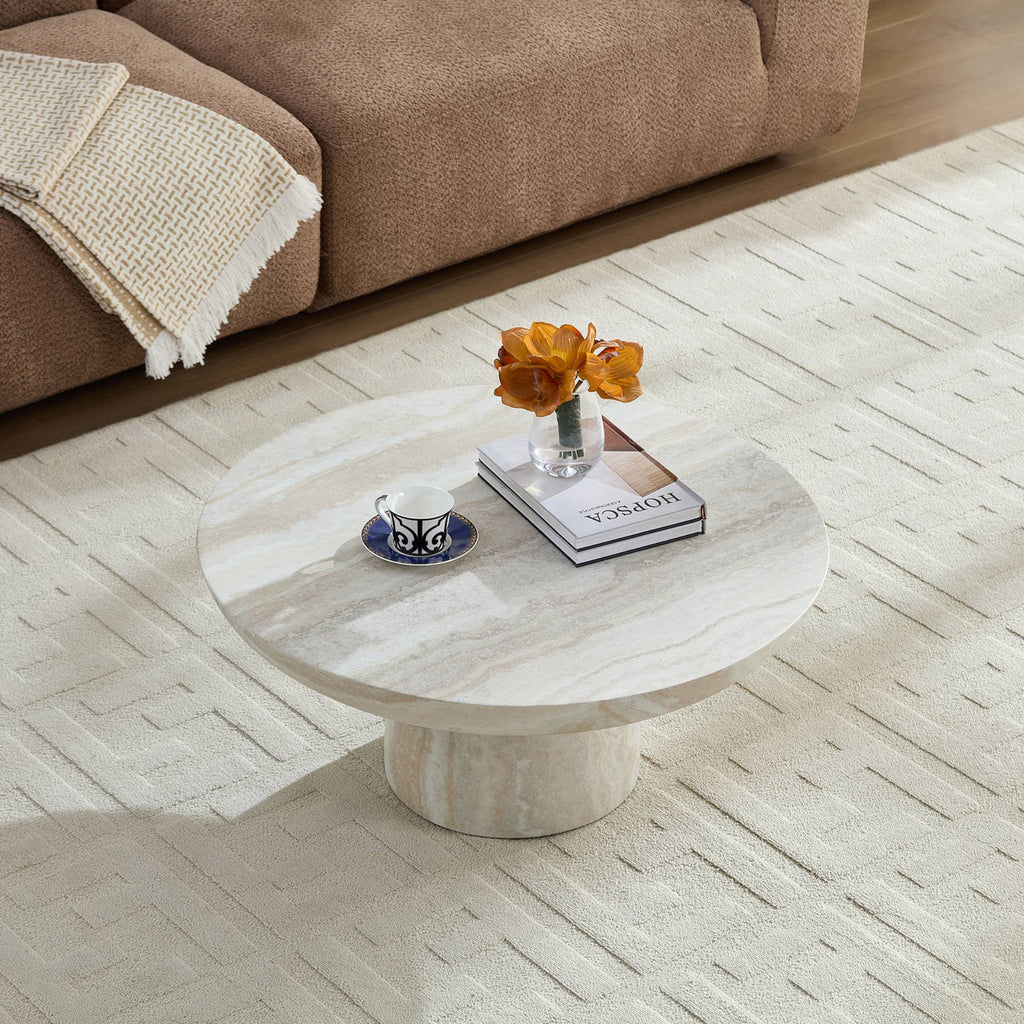 Mushroom Coffee Table, Round Fiberglass, 31.5-Inch, Beige