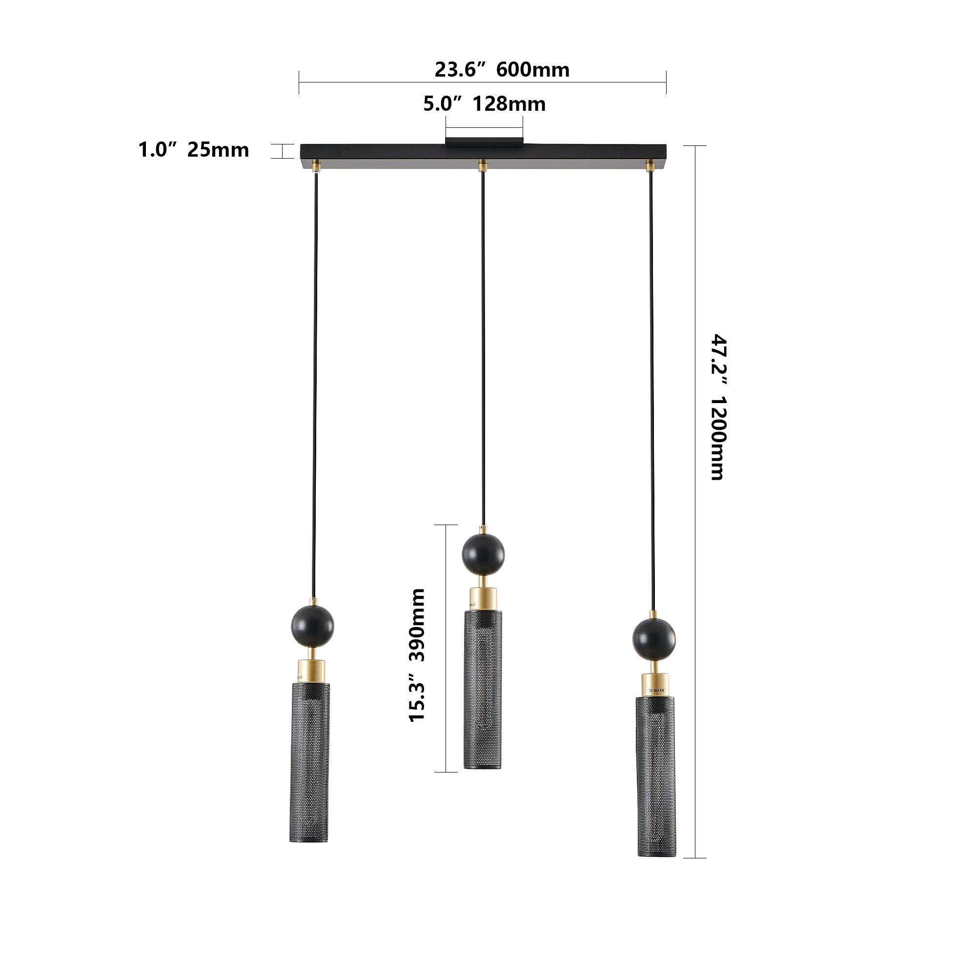 Modern 3-Light Pendant Chandelier