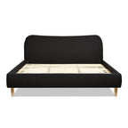 Roman Curved Headboard Upholstered Platform Bed, King, Ebony