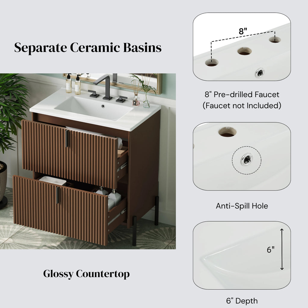 30" Bathroom Vanity with Ceramic Sink