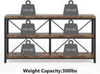 55” Industrial Console Table with Storage Shelves – Rustic
