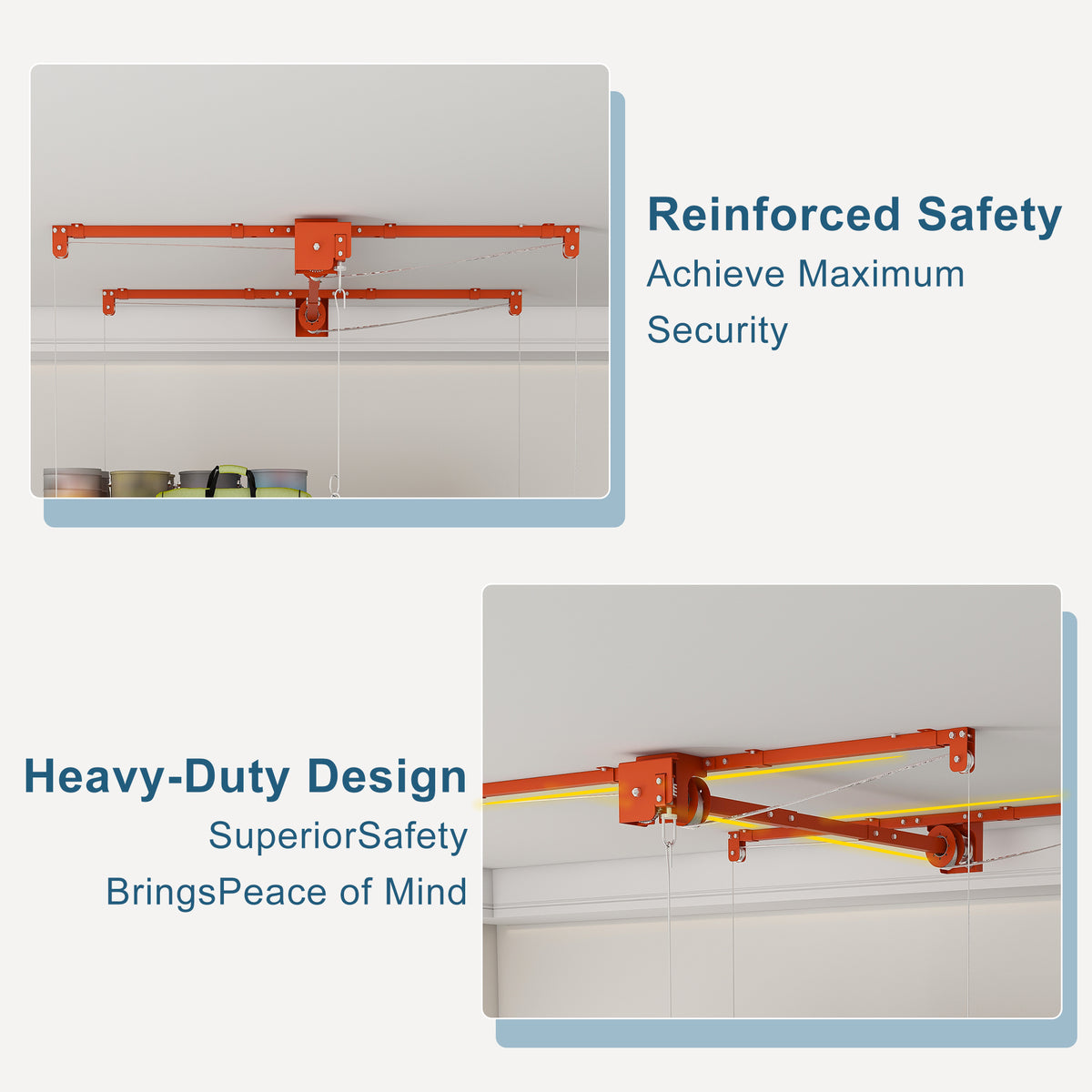 Orange Overhead Garage Storage Rack 4x8 FT for High Ceilings