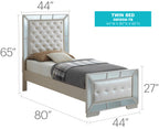 Elegant Contemporary Twin Bed in Pearl Finish