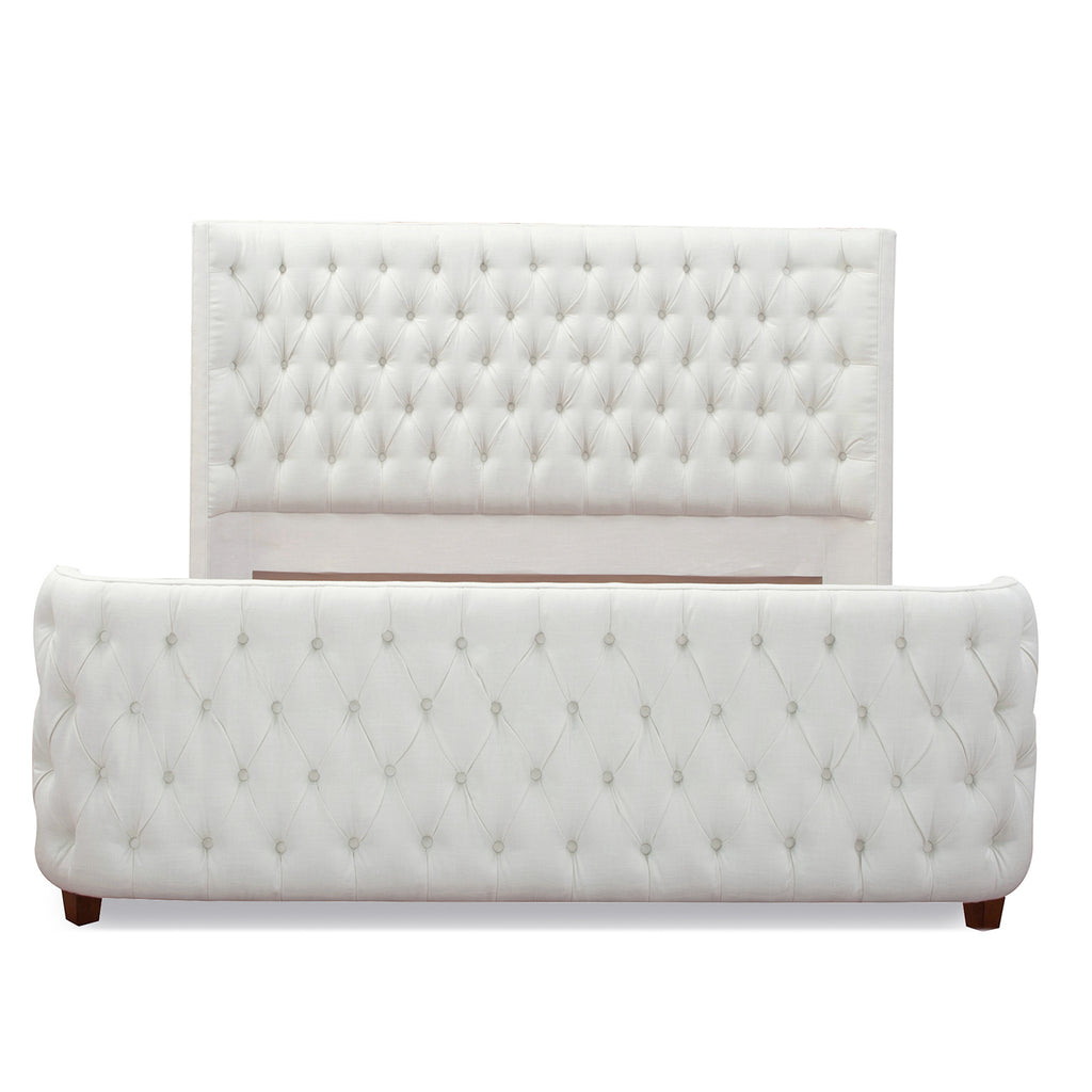 Brooklyn King Tufted Panel Bed Headboard and Footboard Set, Antique