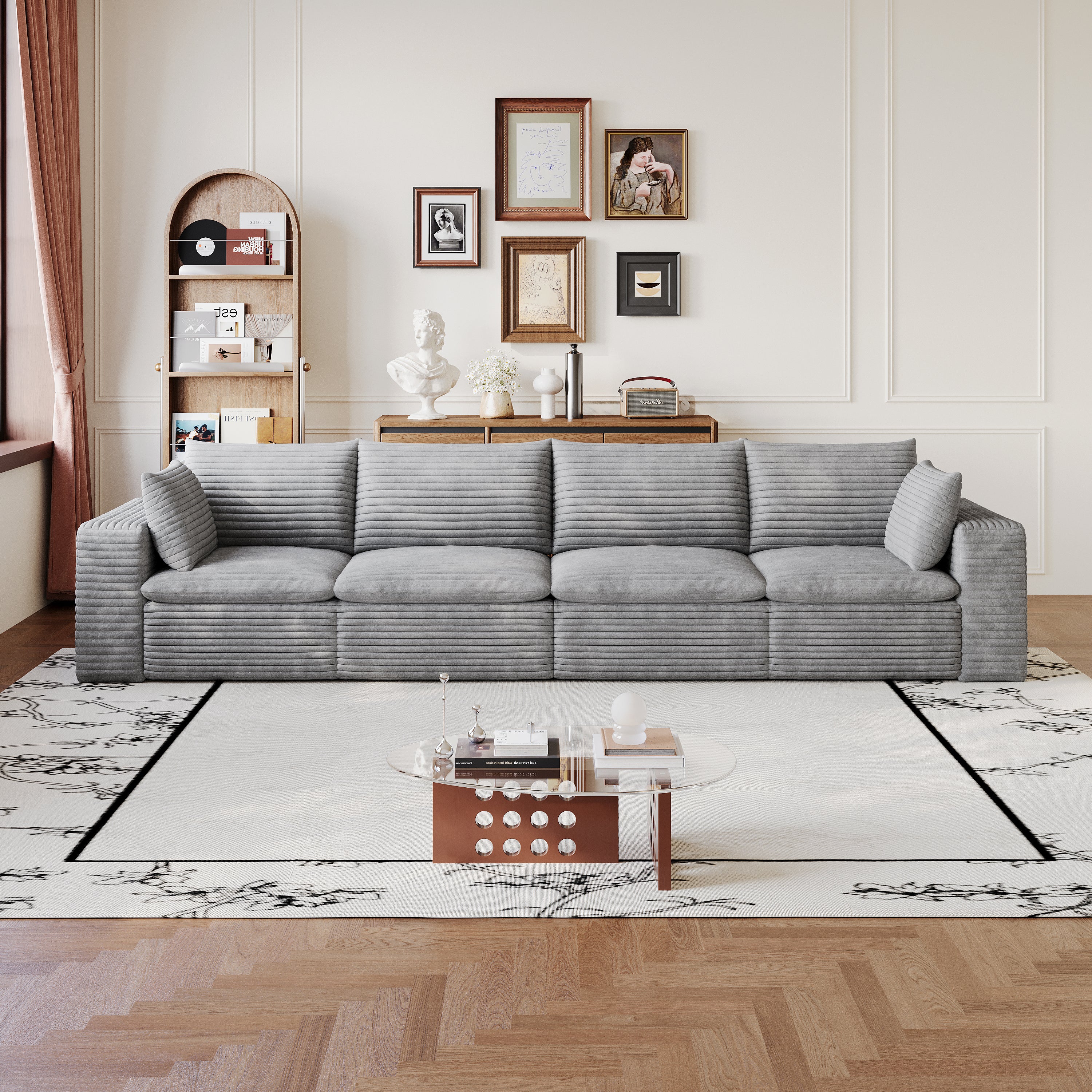 134" Cloud Sofa in Corduroy Fabric