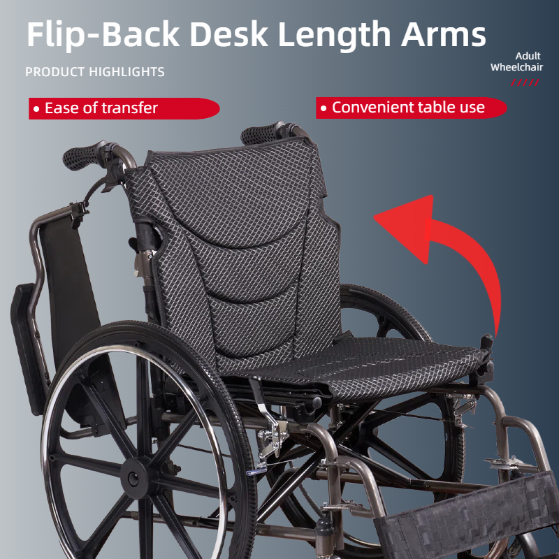 Folding Manual Transport Wheelchair, 20" Seat