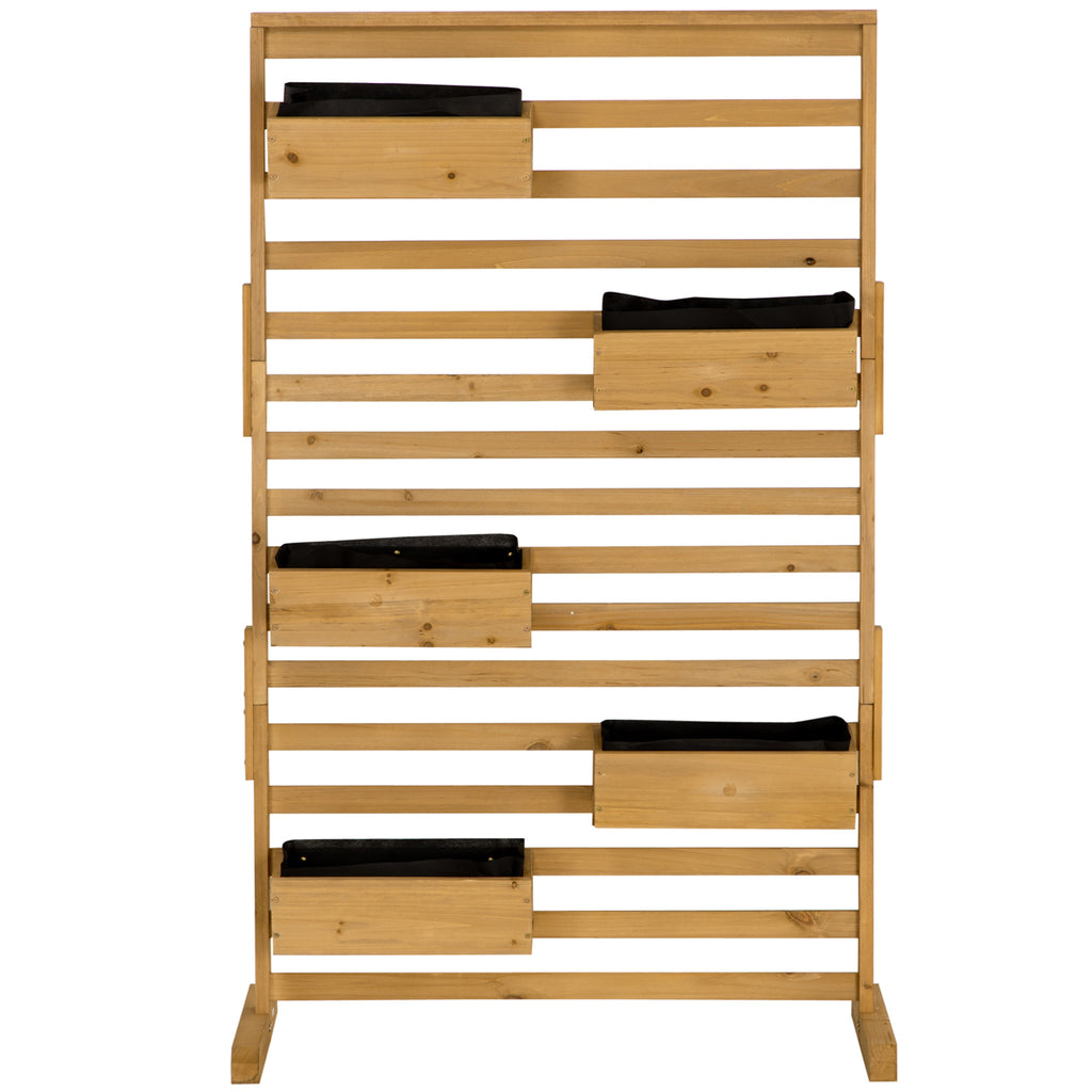 Outsunny Wooden Plant Trellis Stand with 5 Hanging Planter Boxes