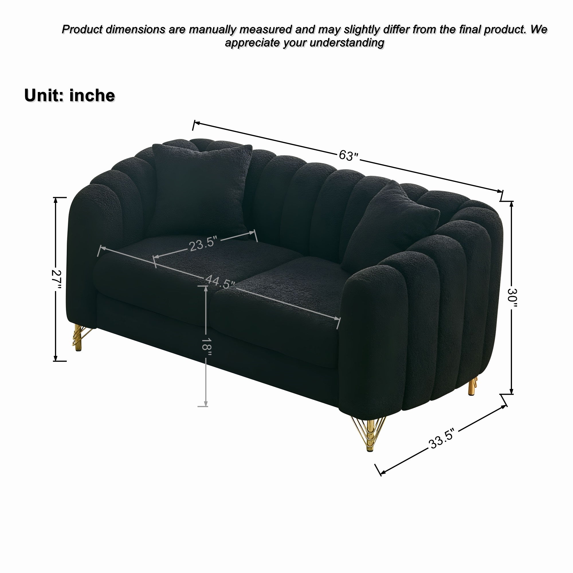 63" Chenille Loveseat Sofa