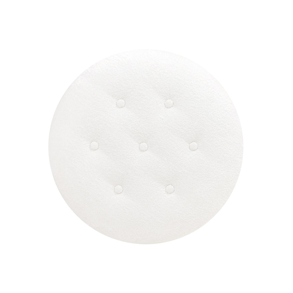 Yolanda 24" Round Upholstered Accent Ottoman, Almond