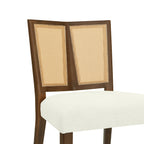 Rattan Dining Chair Without Arm (Walnut + Beige) - Set of 2