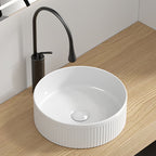Small Bathroom Sink - 14 Inch Round Porcelain Ceramic