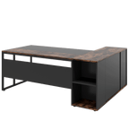 71" L-Shaped Executive Desk with Storage Cabinet & Shelves