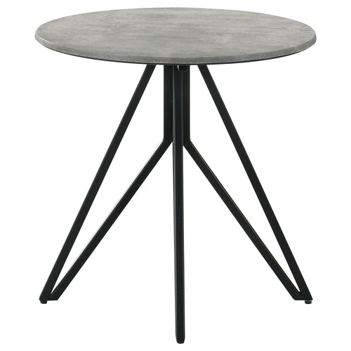 Hadi Cement and Gunmetal Round End Table