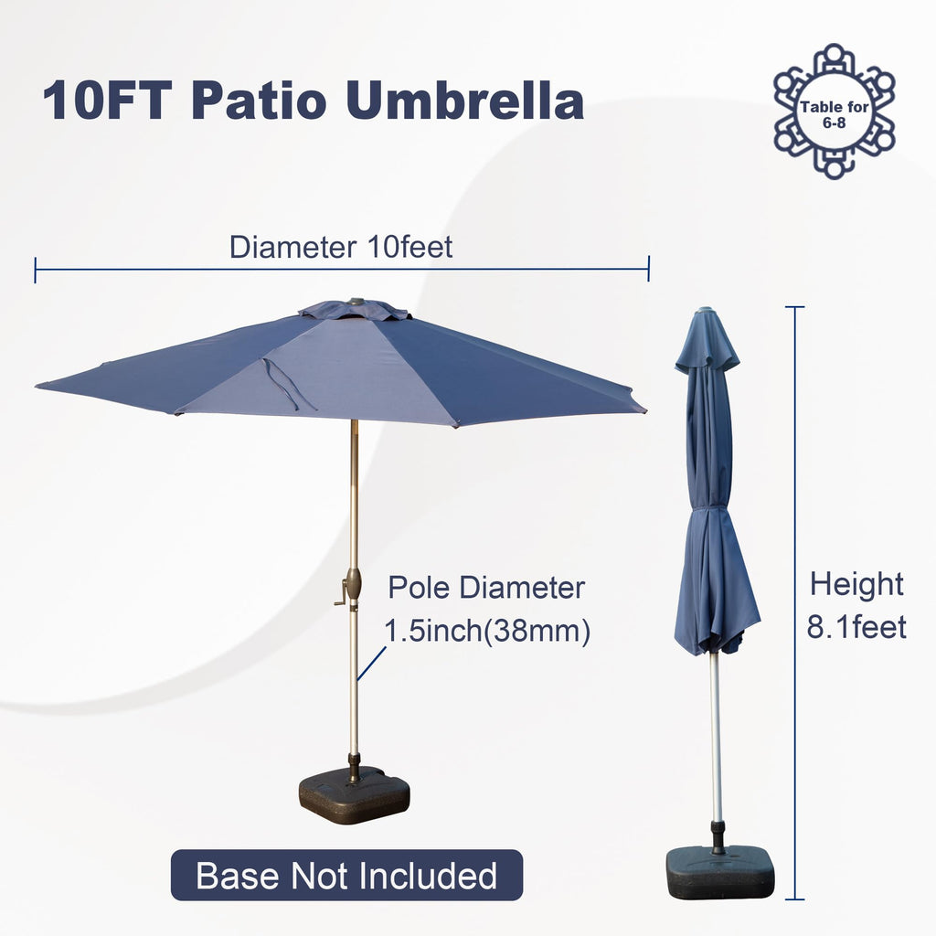 10FT Patio Umbrella with Push Button Tilt and Crank