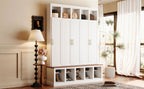 U-Can Farmhouse Entryway Storage Cabinet with Shoe Rack & Display Cubbies