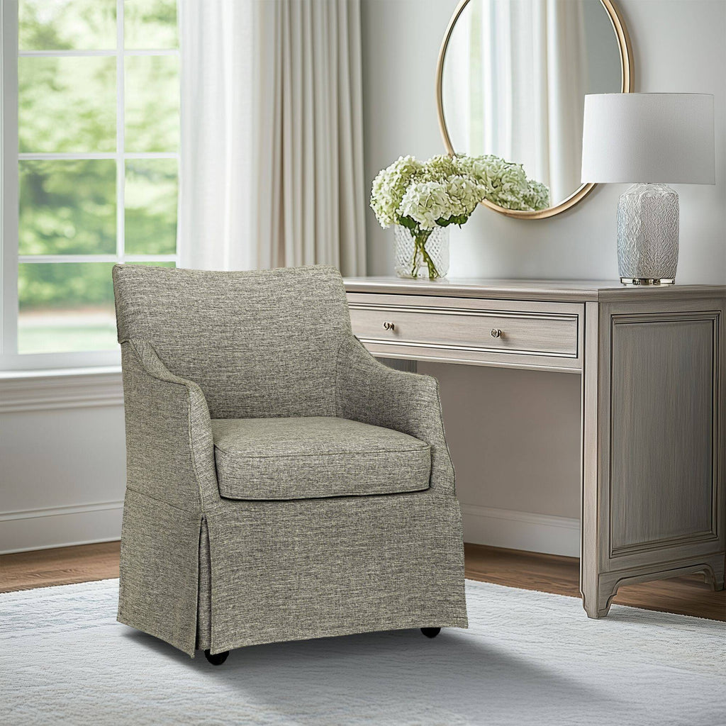 Upholstered Skirted Dining Arm Chair With Hidden Comfort
