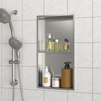 13" x 25" Stainless Steel Shower Niche Double Shelf