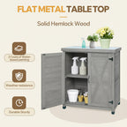 Potting Bench with Storage Cabinet and Metal Table Top