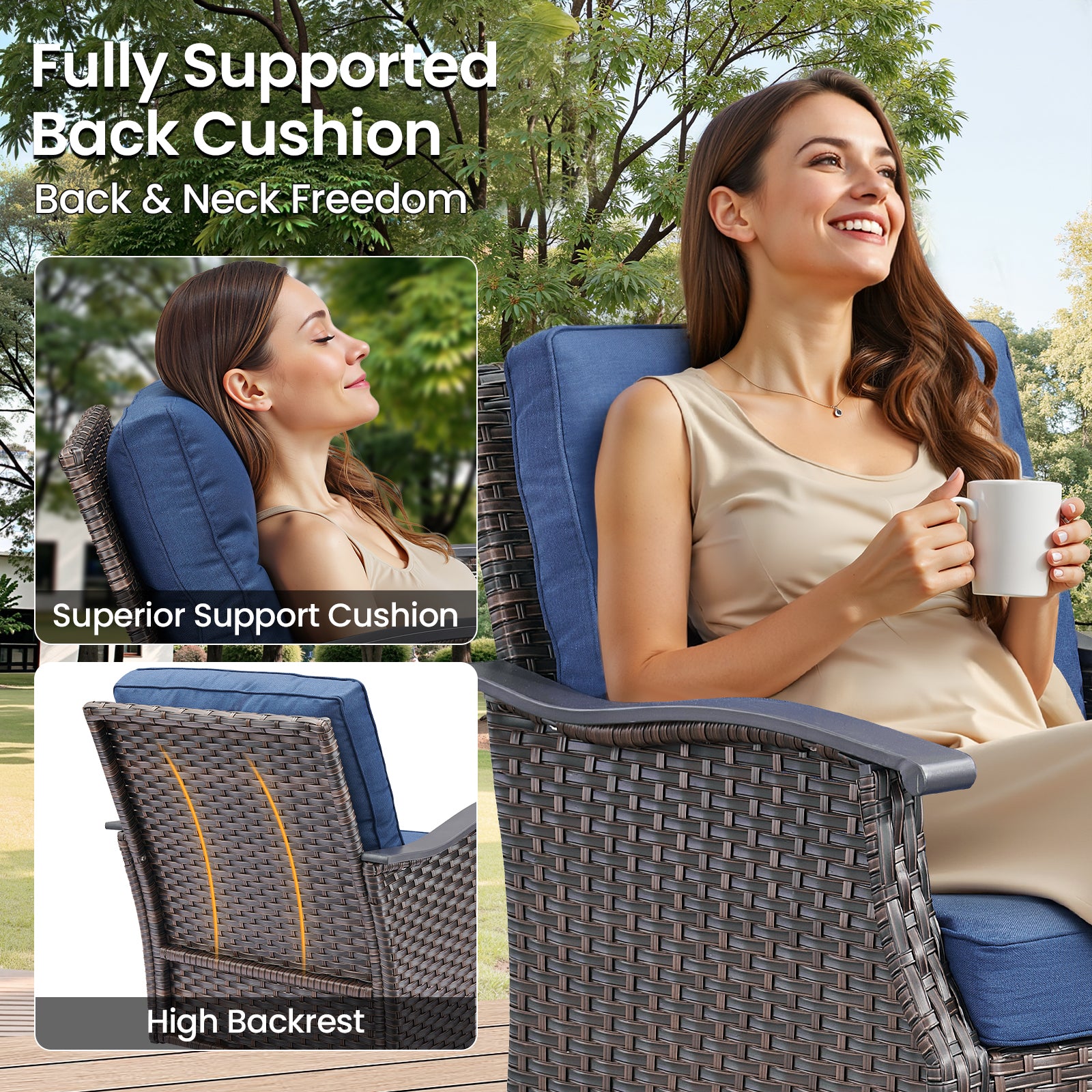 Outdoor Gliding Wicker Chairs Set of 2