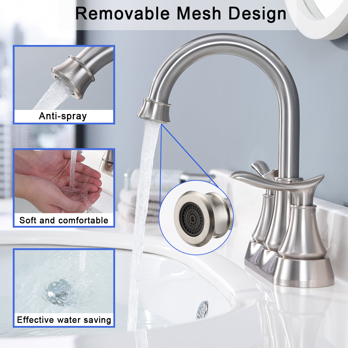 2-Handle 4-Inch Brushed Nickel Bathroom Faucet