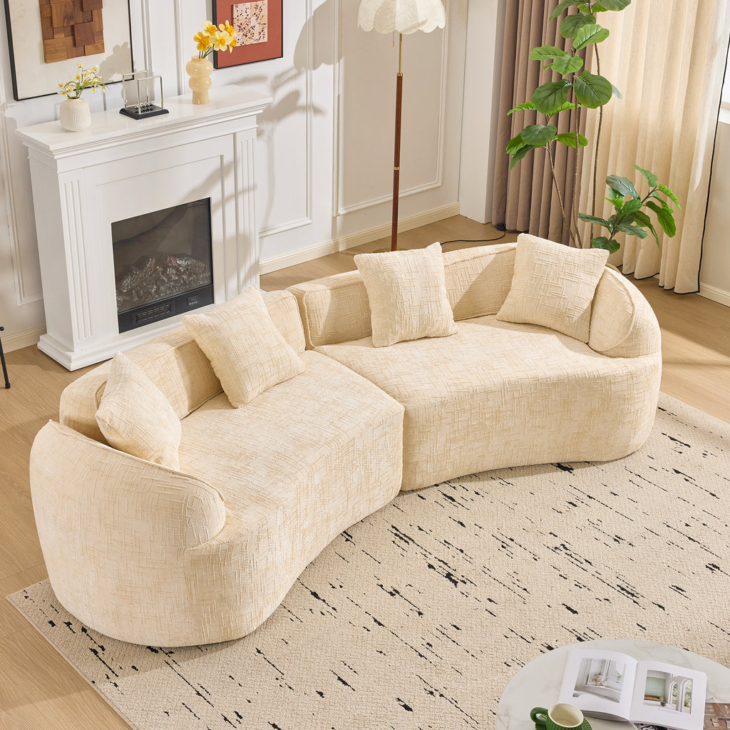 Beige Curved Compressed Sofa