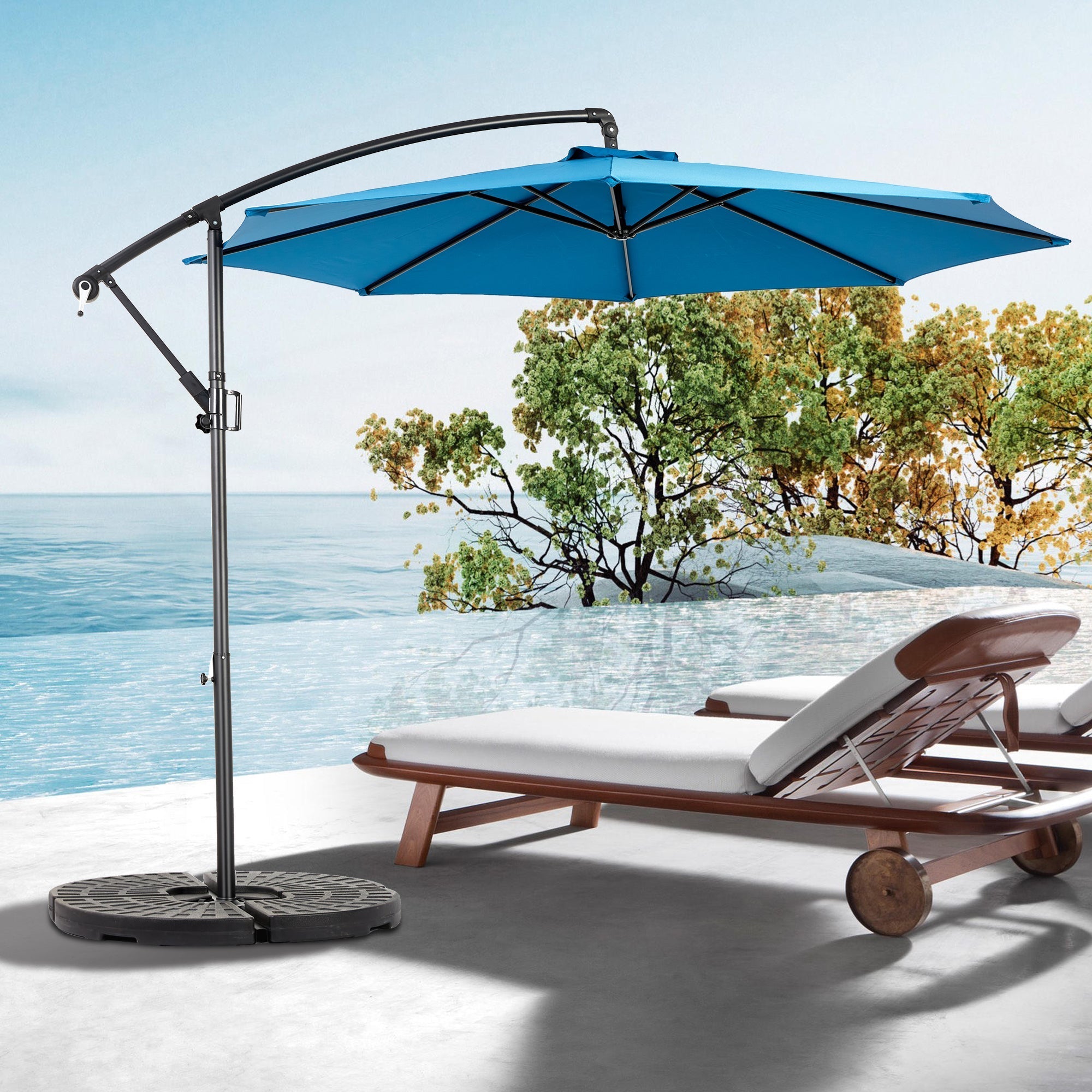 10ft Offset Hanging Market Patio Umbrella with Easy Tilt Adjustment