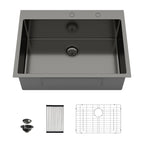 30 x 22 x 10 Inch Kitchen Sink Drop In Gunmetal