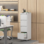 4 Drawer Metal Locking Vertical File Cabinet on Wheels