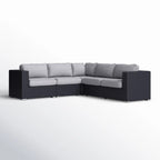 LSI Fully Assembled 94" Wicker Patio Sectional with Weather-Resistant Cushions