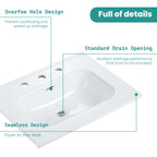Glossy White Ceramic Integrated Bathroom Sink