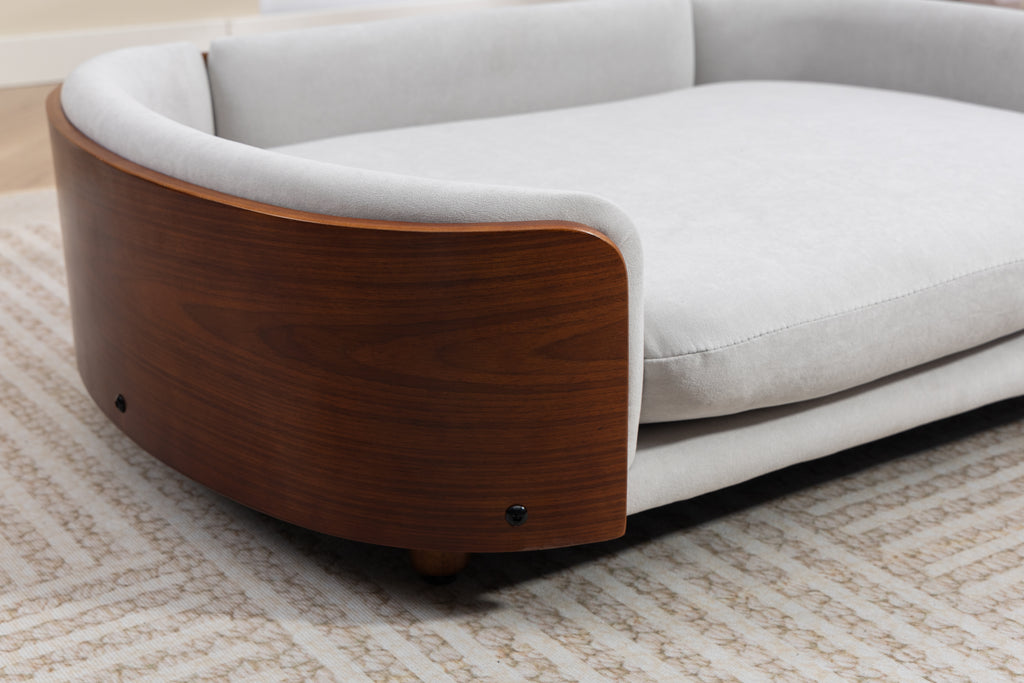 Scandinavian Style Elevated Dog Bed Pet Sofa With Solid Wood Legs
