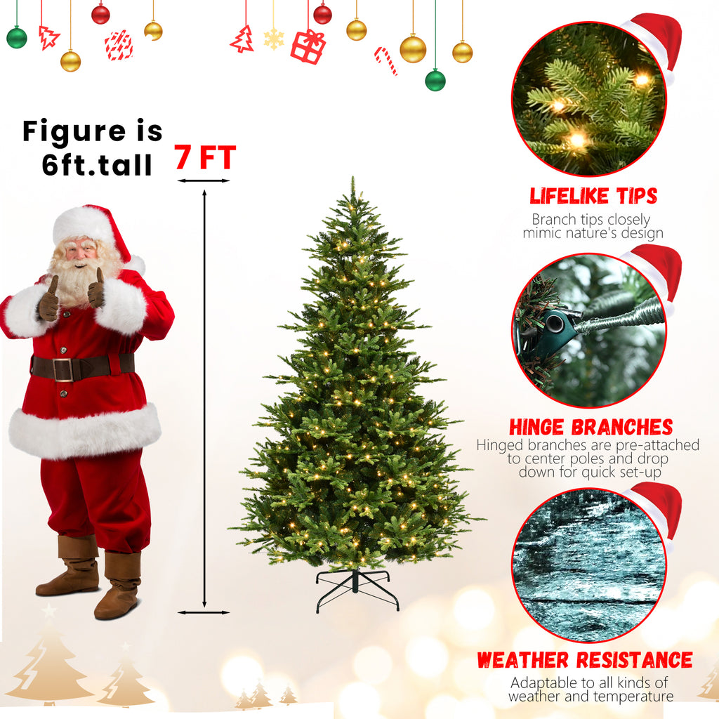 6-Foot Artificial Christmas Tree, Full Lush Shape, 1820 Tips, 350 Warm White LED Lights