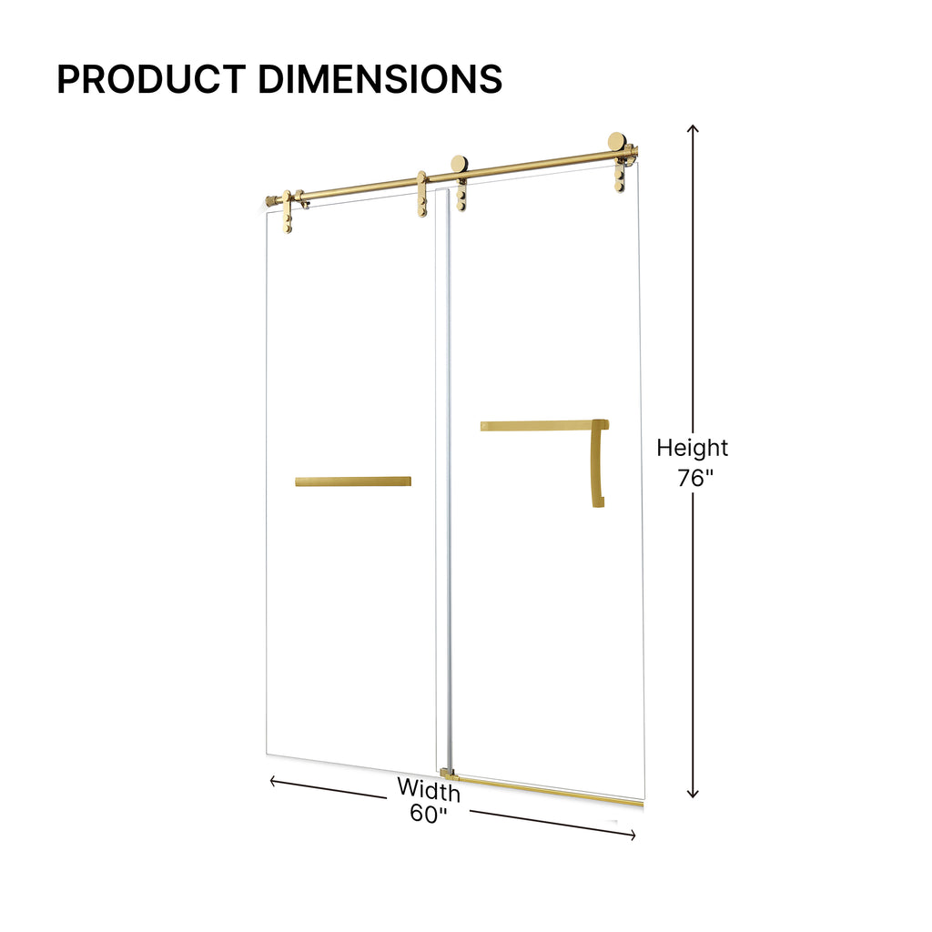60 Inches x 76 Inches Frameless Single Sliding Shower Door