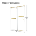 60 Inches x 76 Inches Frameless Single Sliding Shower Door