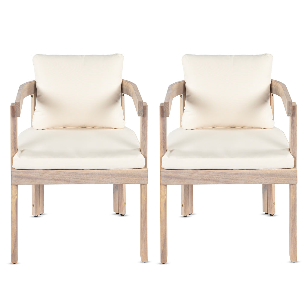 Acacia Wood Dining Chairs Set of 2, Armchairs with