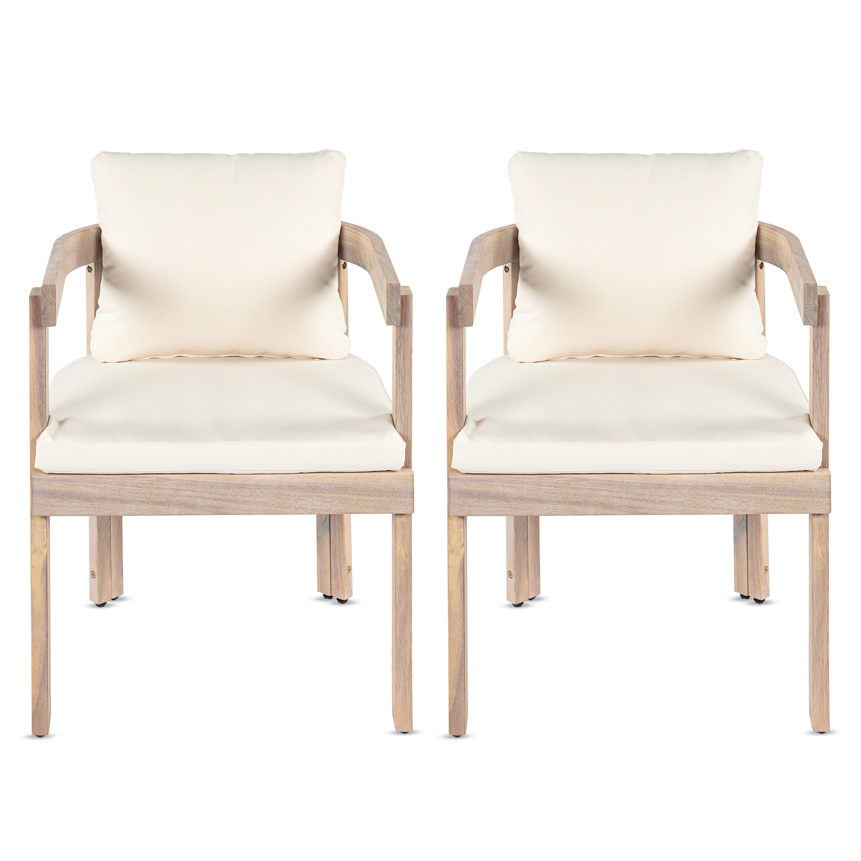 Acacia Wood Dining Chairs Set of 2, Armchairs with