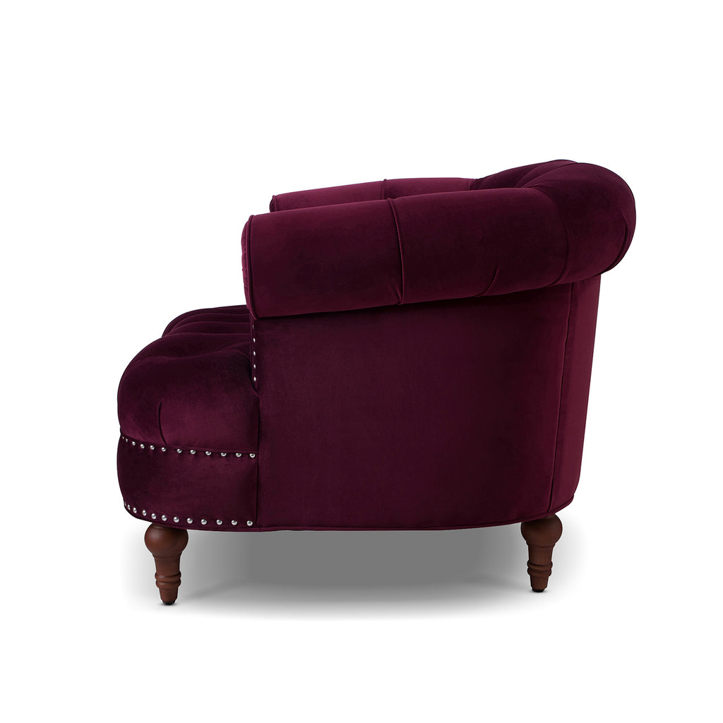 La Rosa Victorian Tufted Upholstered Accent Chair, Burgundy Velvet