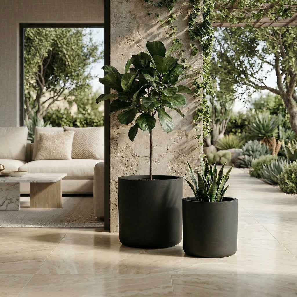 Round Concrete Planter Set of 2