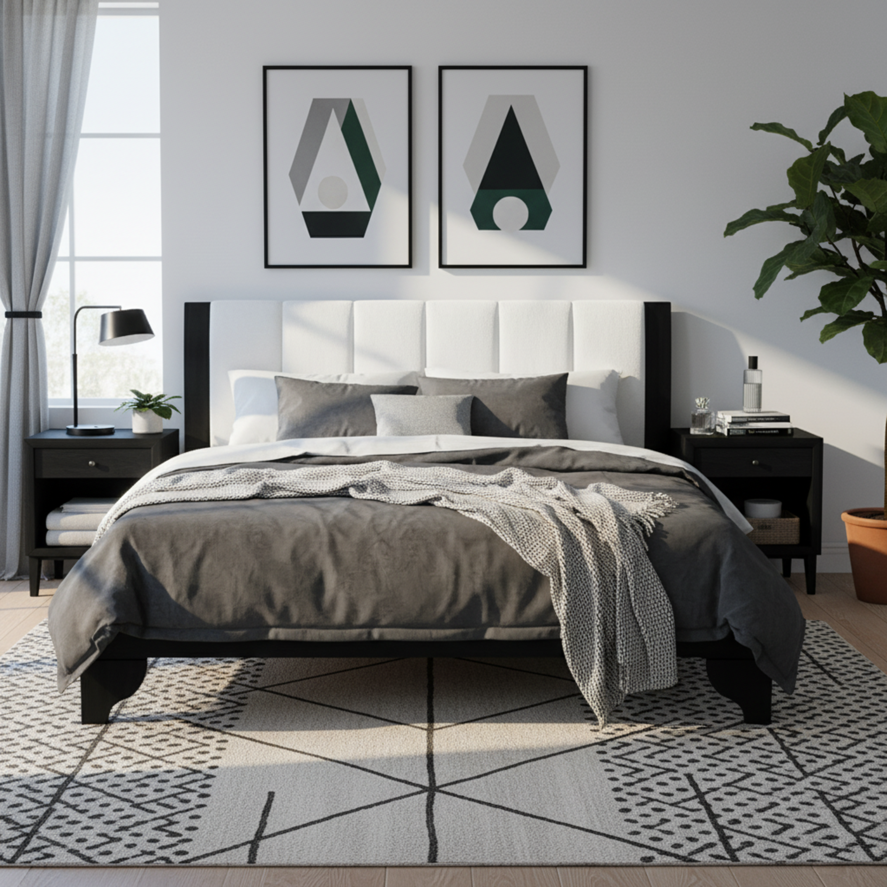 King Size Bed Frame in Black and White