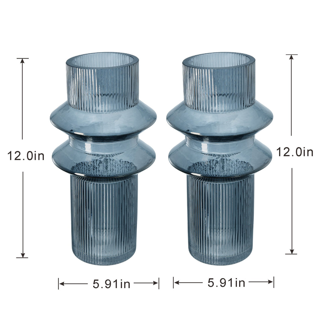 D5.9x11.8"H Fluted Accent Vases Set of 2