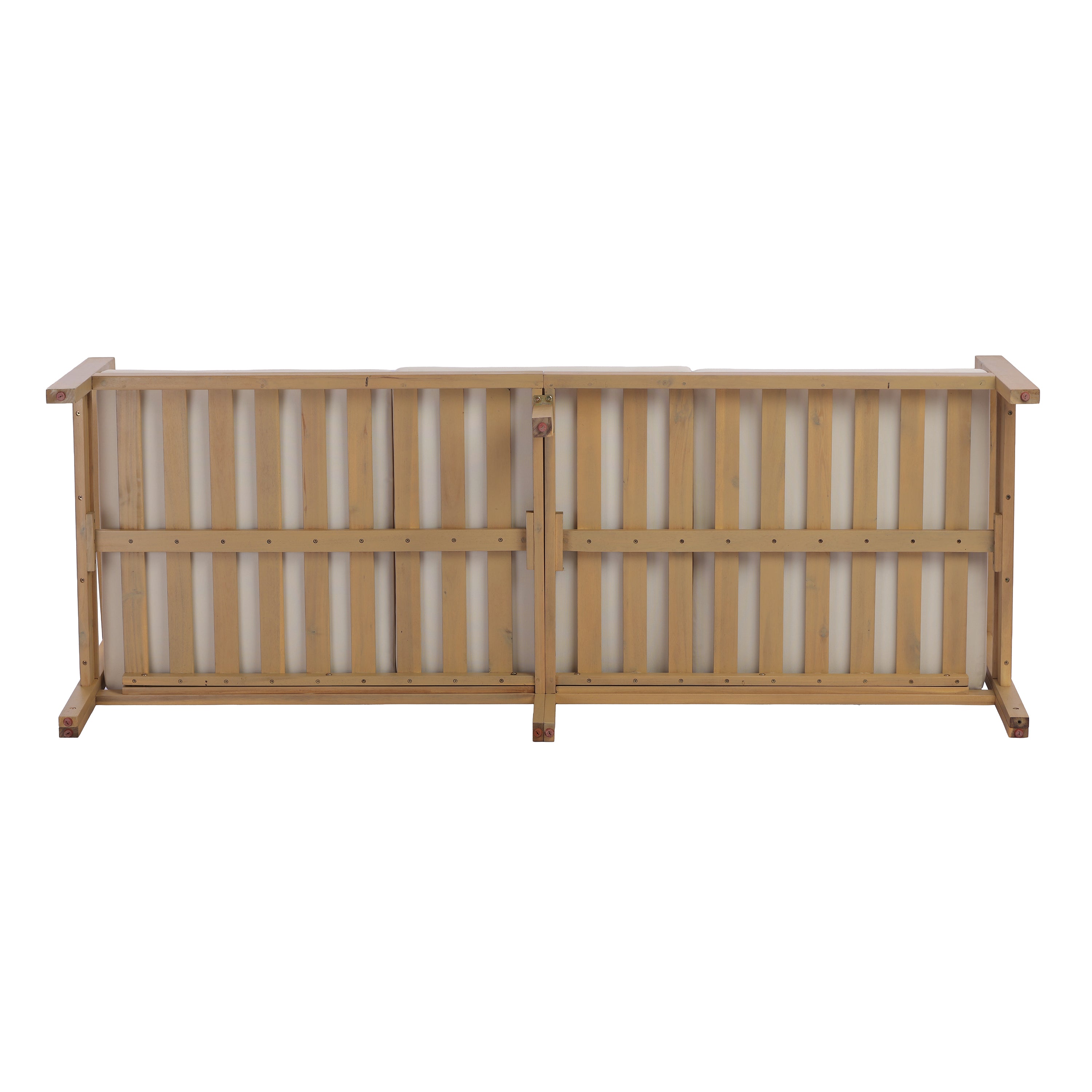 77.95" Outdoor Acacia Wood Frame Three-Seater Sofa