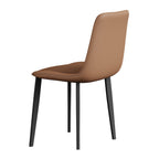 Brown PU Leather Dining Chair with Metal Legs