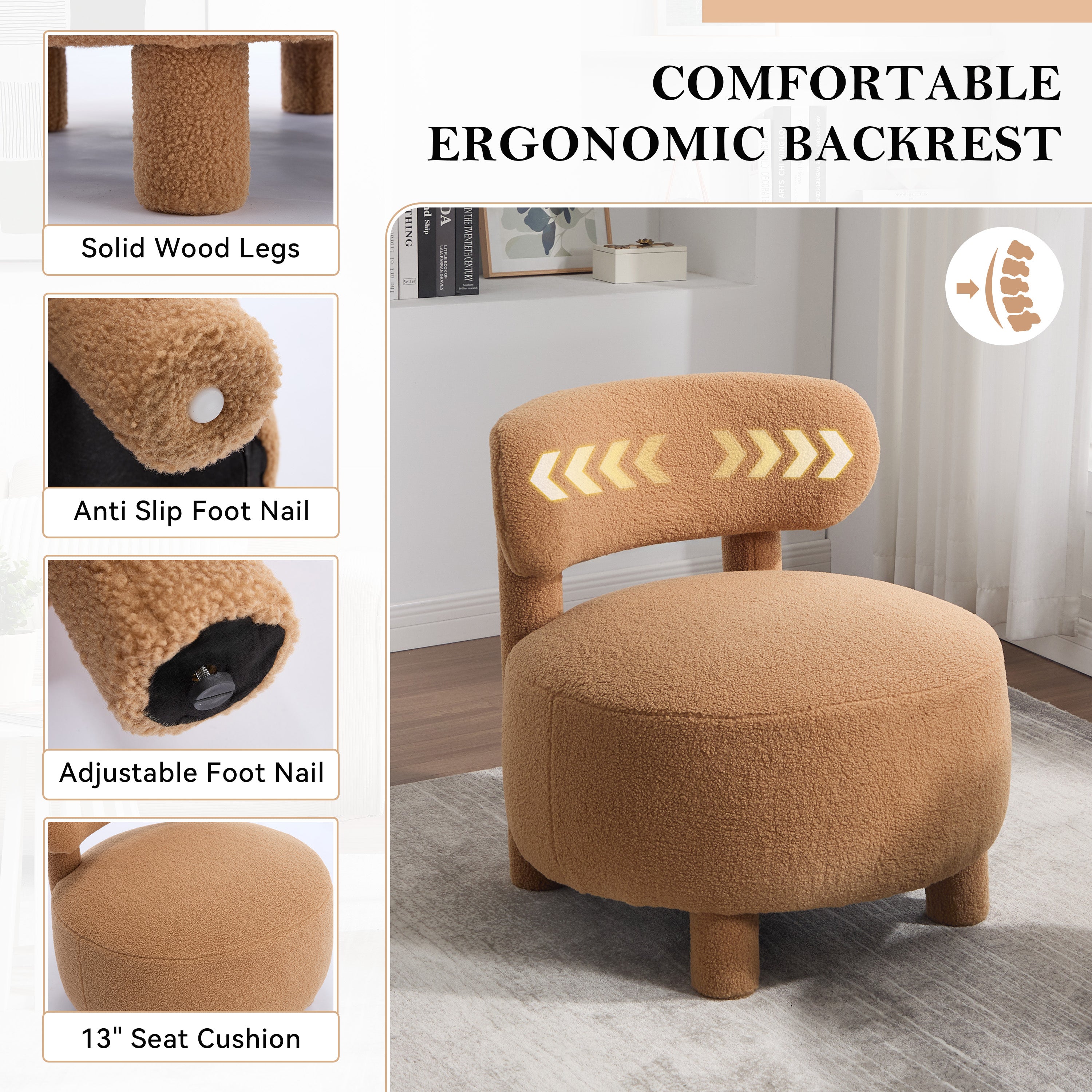 Teddy Fabric Armless Accent Chair